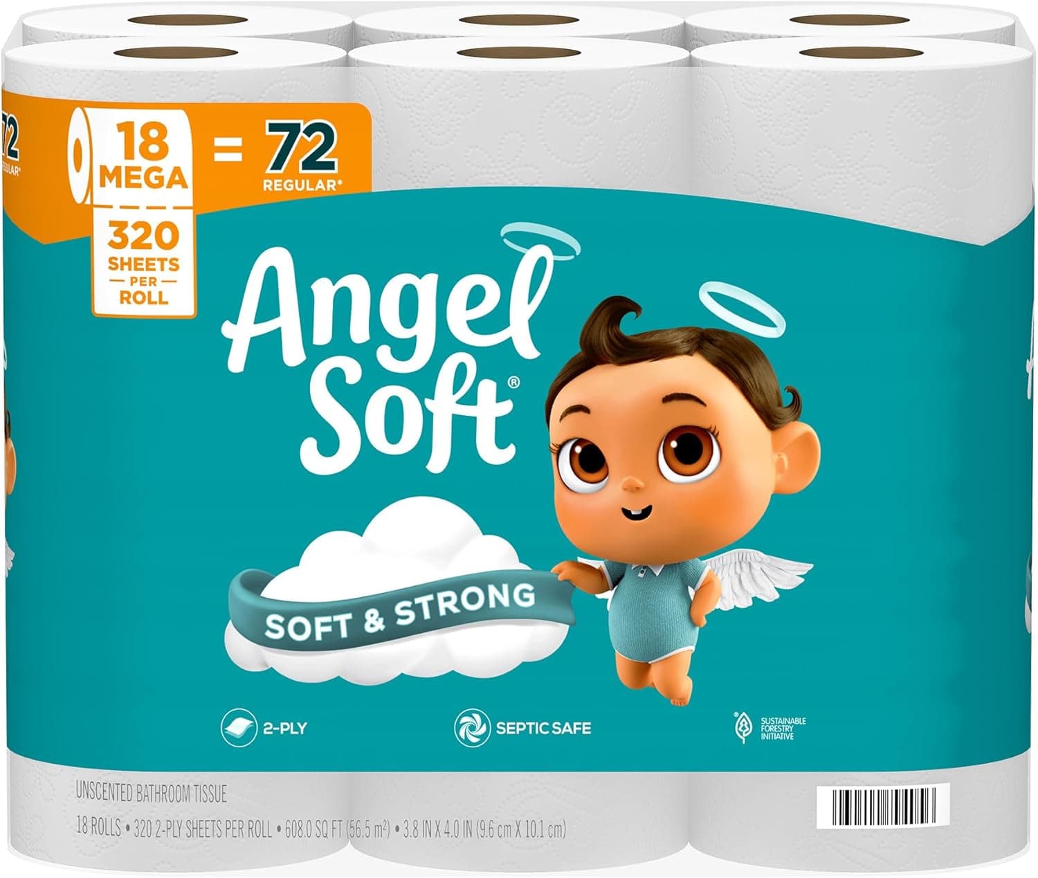 Angel Soft Toilet Paper, 18 Mega Rolls (= 72 Regular Rolls)