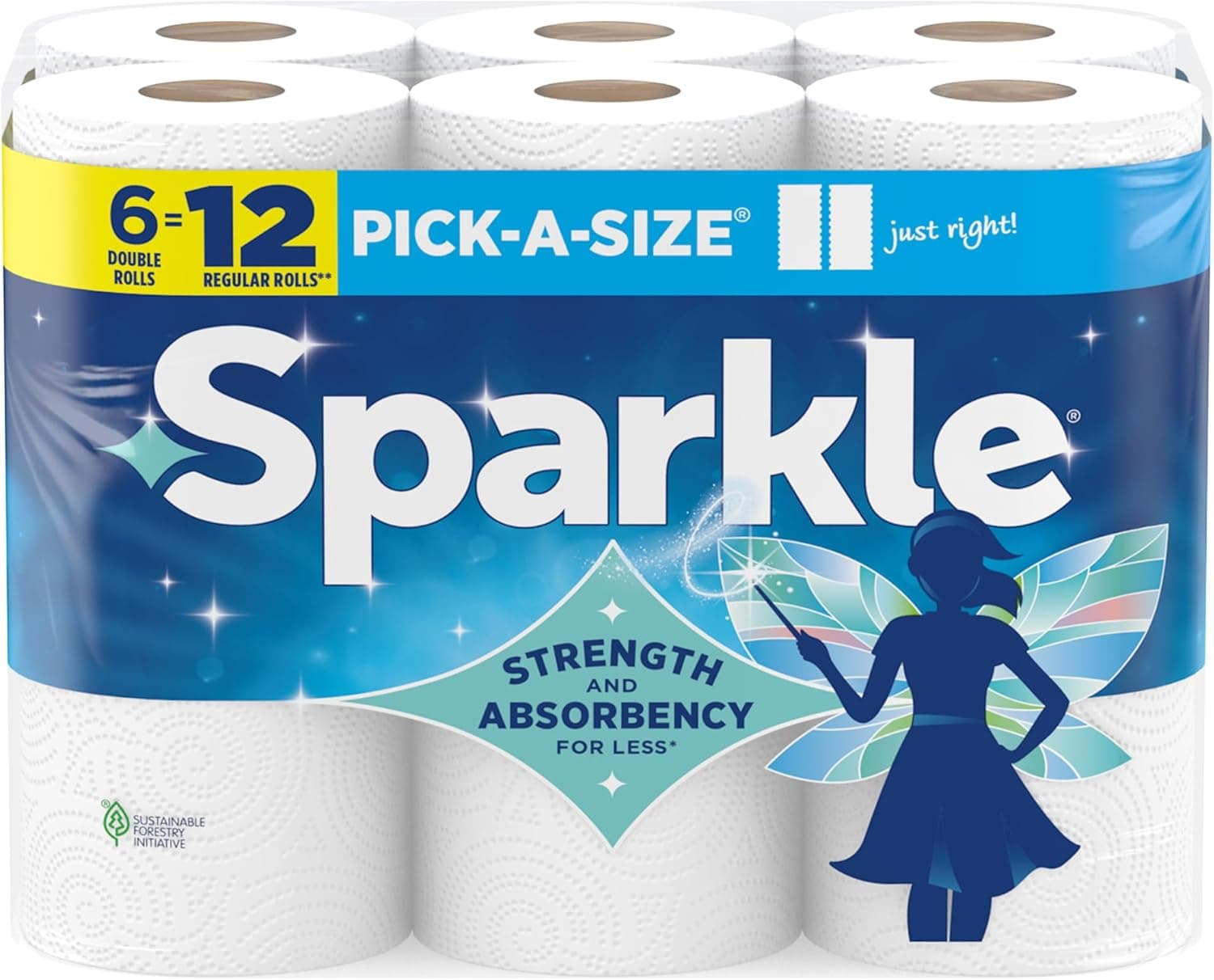 Sparkle Pick-A-Size Paper Towels, 6 Double Rolls (660 Sheets Total)
