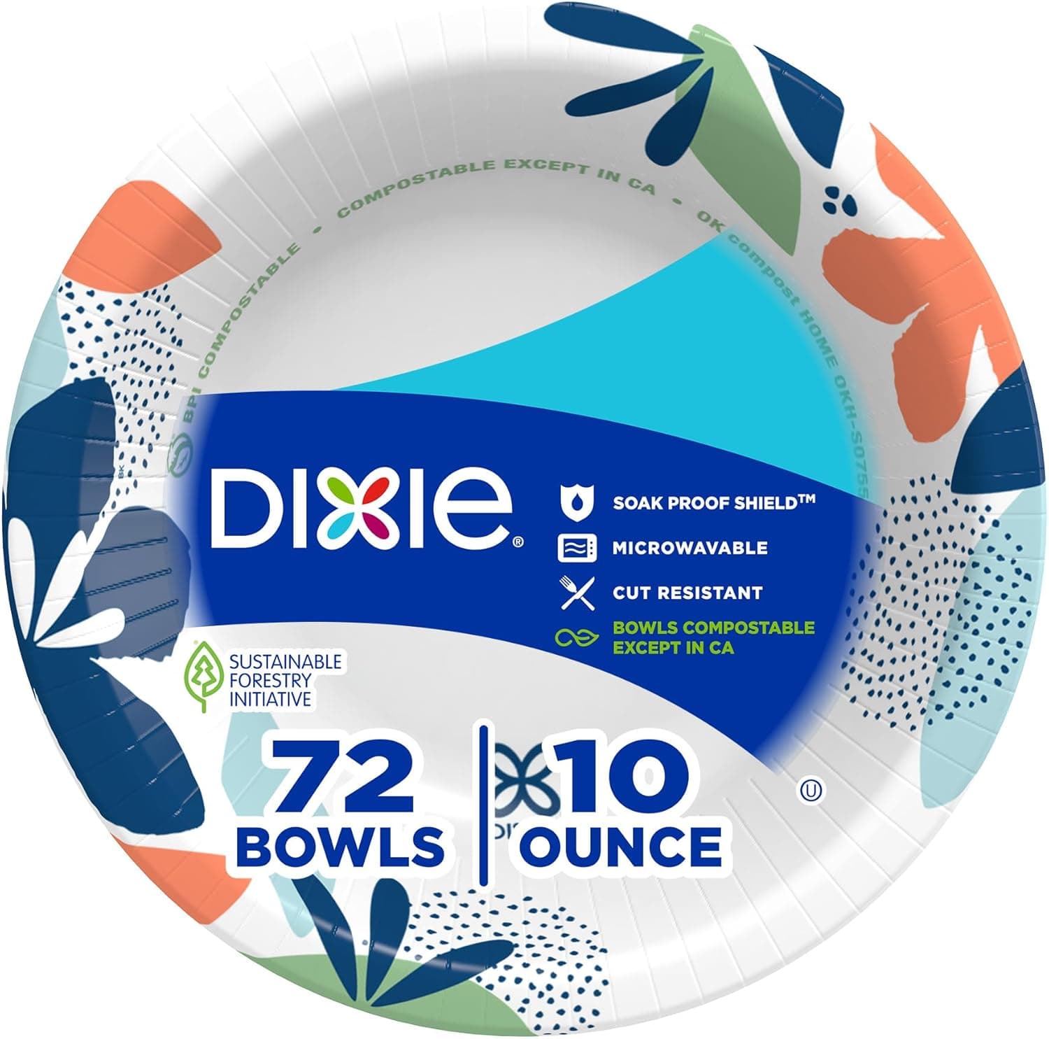Dixie Small Paper Bowls, 10 Oz, 72 Count