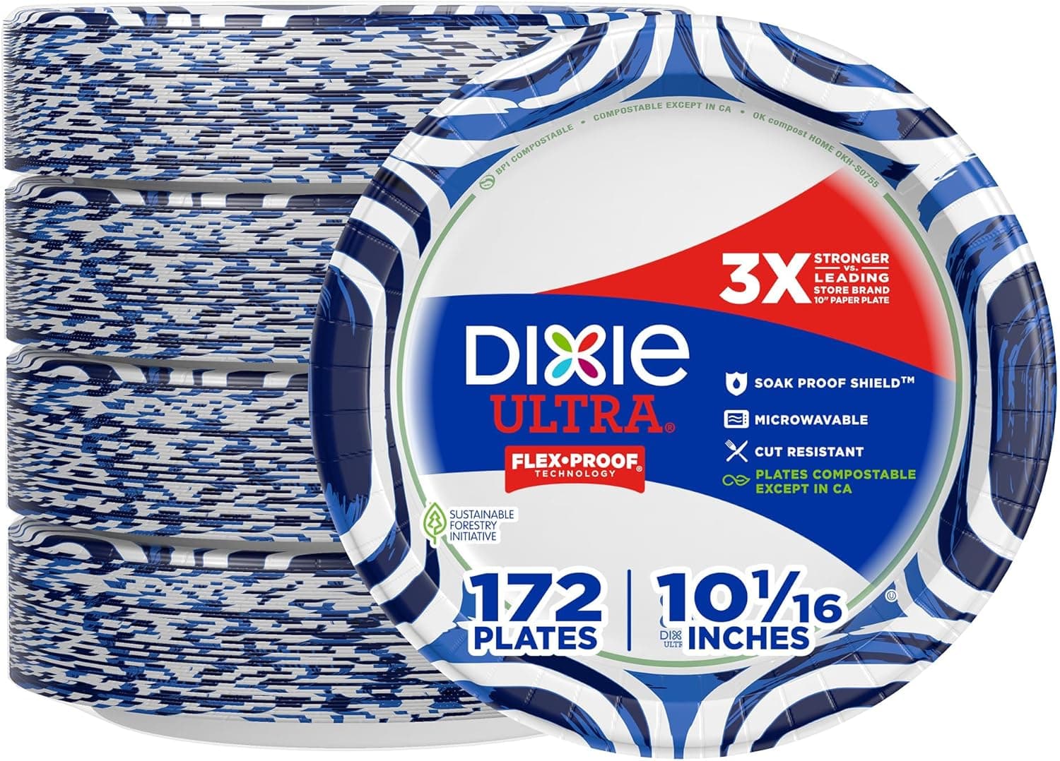 Dixie Ultra Large Paper Plates, 10 Inch, 172 Count