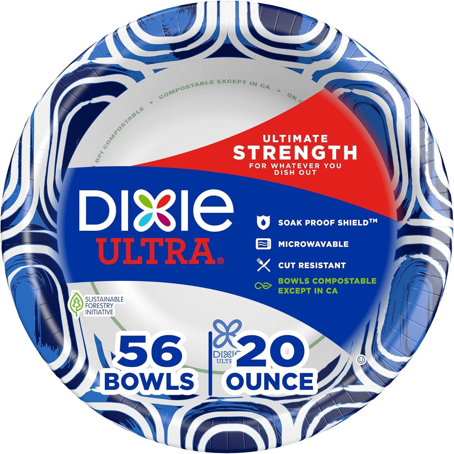 Dixie Ultra Large Paper Bowls, 20 Oz, 56 Count